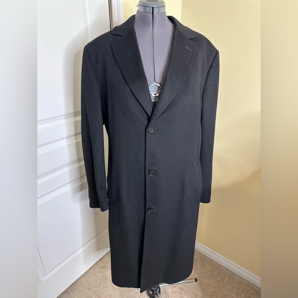 J P Tilford 100% pure new cashmere Classic Black Overcoat for men